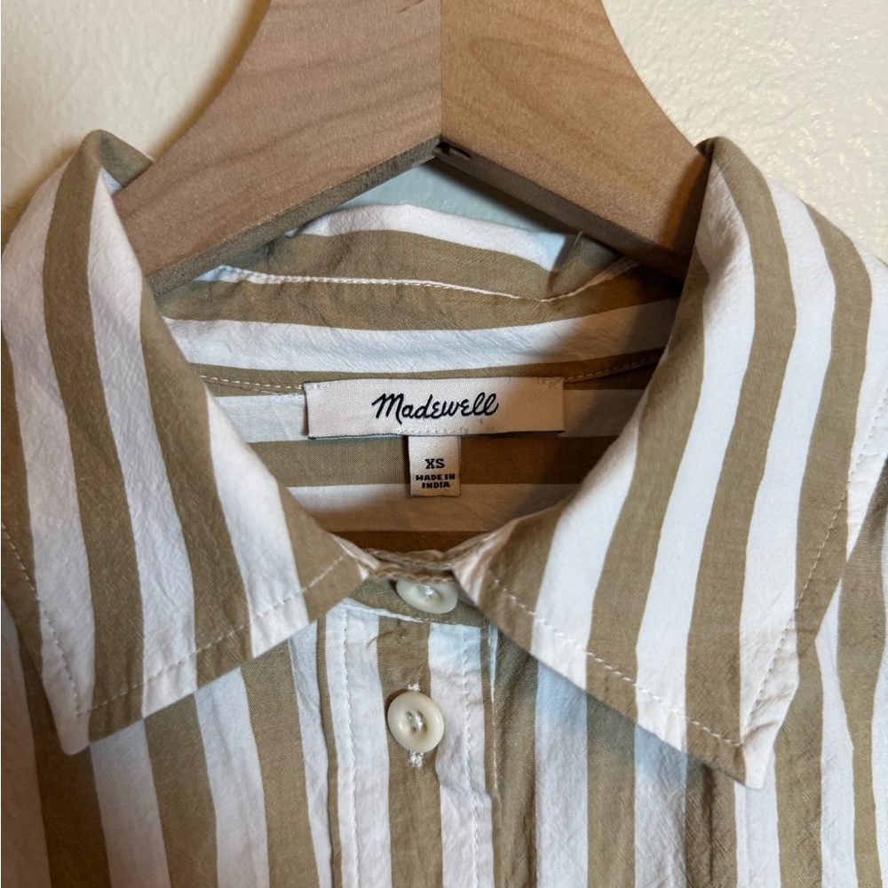 Madewell Collared Button-Front Mini Shirtdress St… - image 3